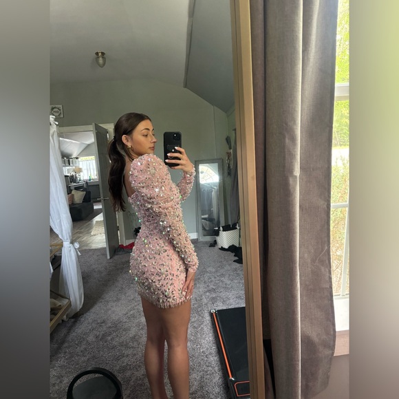 ASOS LUXE Pink Sequin Embellished Mini Dress - Picture 7 of 8